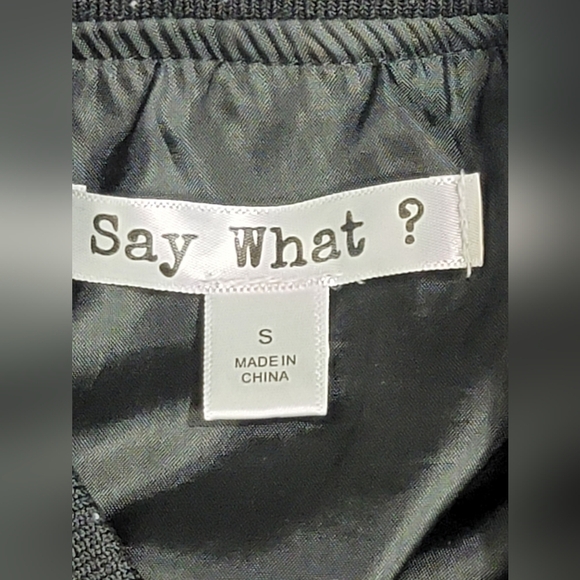 Say What? Black Bomber Jacket with Red Floral Embroidery Womens Size Small - Picture 3 of 12